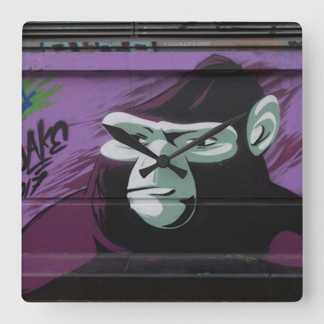 Horloge Carrée Graffiti de singe (Recto)