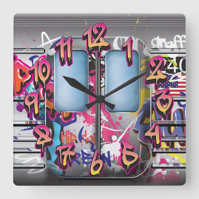 Horloge Carrée Graffiti Subway (Recto)