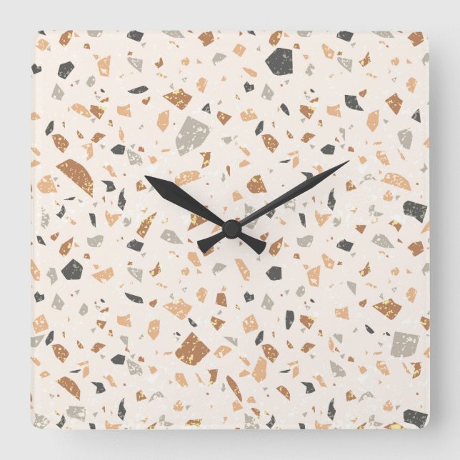 Horloge Carrée Grainy couleur terrazzo texture sans couture motif (Recto)