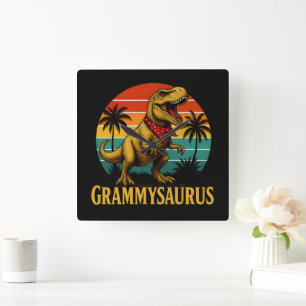 Horloge Carrée Grammysaurus T Rex Dinosaur Grammy Fête des mères