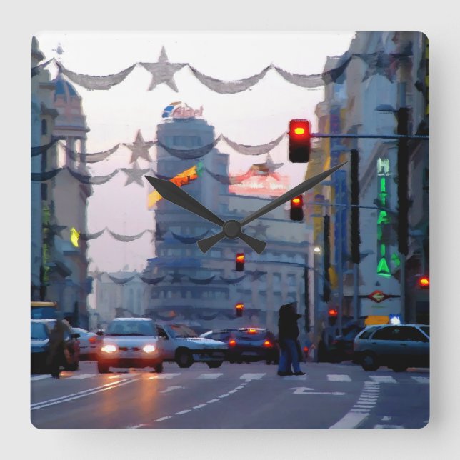 Horloge Carrée Gran Vía de Madrid en Navidad (Recto)