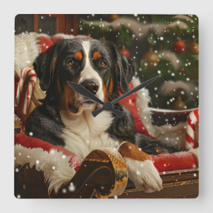 Horloge Carrée Grand Bouvier Suisse Noël Festif
