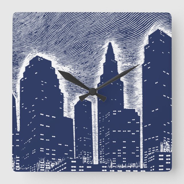 Horloge Carrée Grand City Night Lights cityscape skyline (Recto)