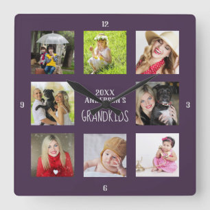 Horloge Carrée Grand-mère Grand-père PHOTO Collage Cadeau