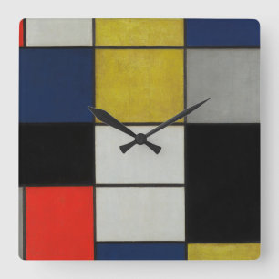 Horloge Carrée Grande composition par Piet Mondrian