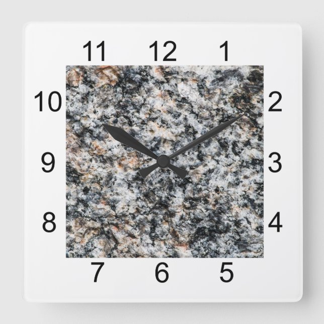 Horloge Carrée Granit - Roche dure (Recto)