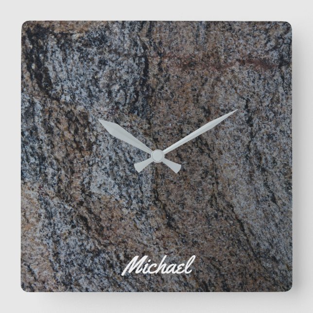 Horloge Carrée Granite stone red (Recto)