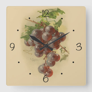 Horloge Carrée Grapes de vintage