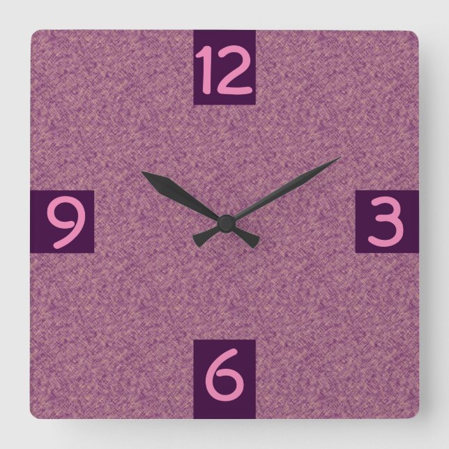 Horloge Carrée Graphique minimaliste Purple chiffres trimestriels (Recto)