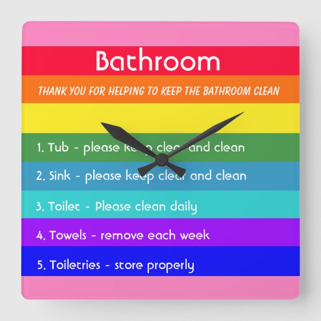 Horloge Carrée Gras traits arc-en-ciel (Recto)