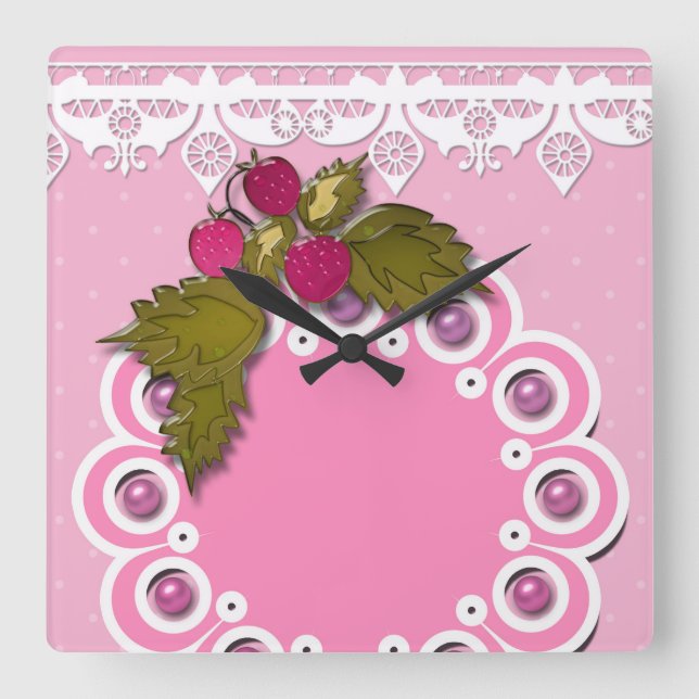 Horloge Carrée Grattage rose (Recto)
