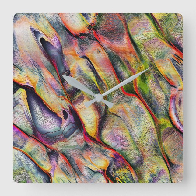 Horloge Carrée Gravé de rugosité et d'aquarelle virtuelle (Recto)