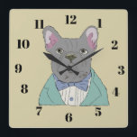 Horloge Carrée Gray French Bulldog<br><div class="desc">gray french bulldog,  french bulldog,  frenchie,  gray frenchie,  formal attire,  formal,  victorian,  animal style,  contemporary,  anthropomorphism,  zoomorphic, </div>