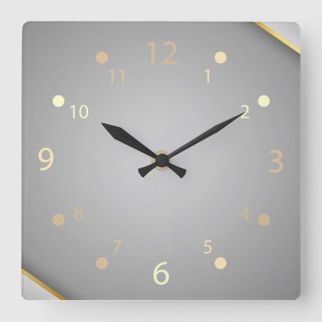Horloge Carrée Gray metallic shiny gold line (Recto)