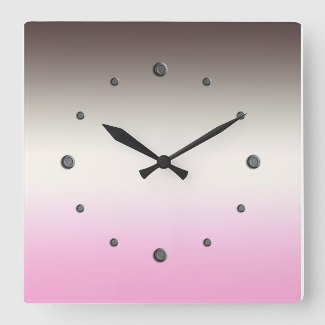 Horloge Carrée Gray pink ombre Square Wall Clock (Recto)