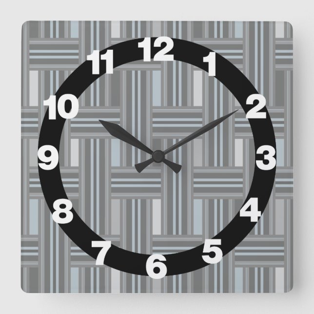 Horloge Carrée Gray Plaid Weave (Recto)