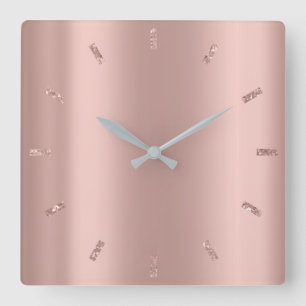 Horloge Carrée Gray Silver Rose Blush