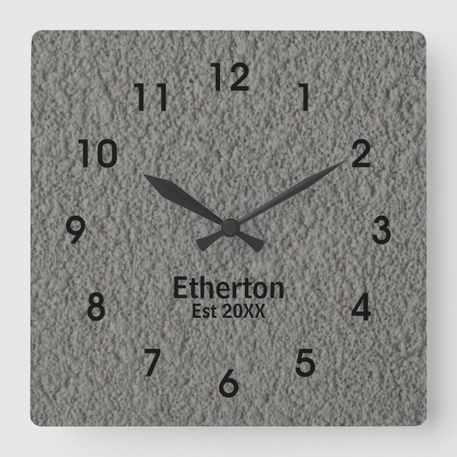Horloge Carrée Gray Stucco Pattern (Recto)