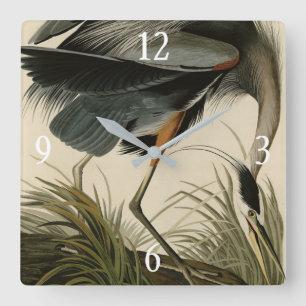 Horloge Carrée Great Blue Heron from Audubon's Birds of America