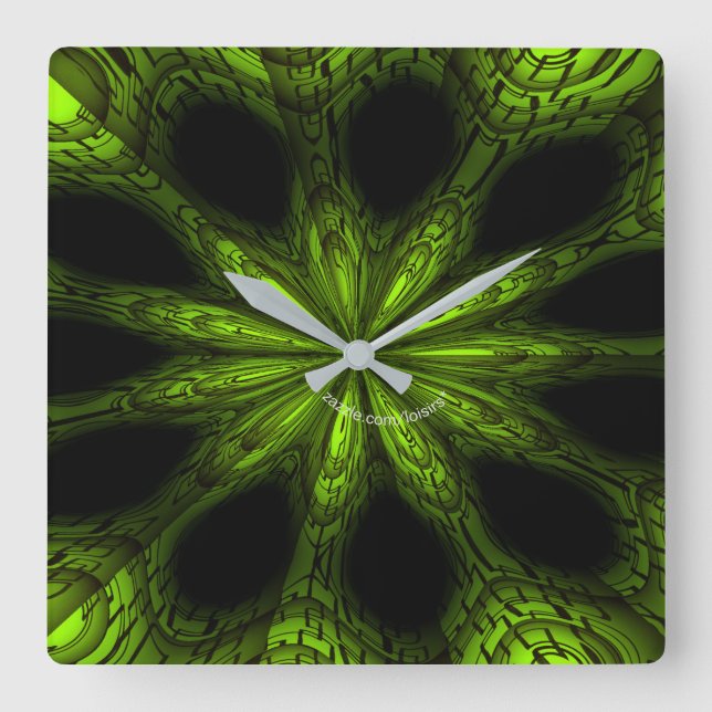 Horloge Carrée Green Acrylic Wall Clock (Recto)