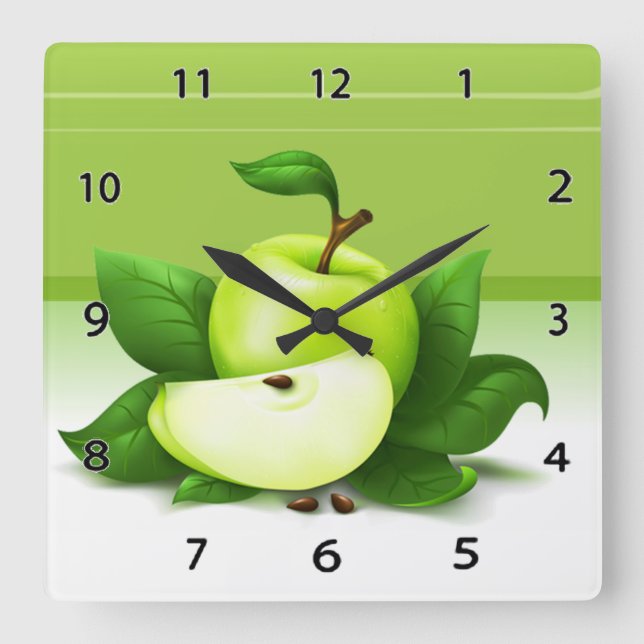 Horloge Carrée Green Apple Clock (Recto)