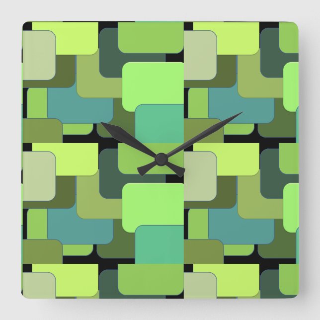 Horloge Carrée Green Emerald Lime Jade Moderne Abstrait (Recto)