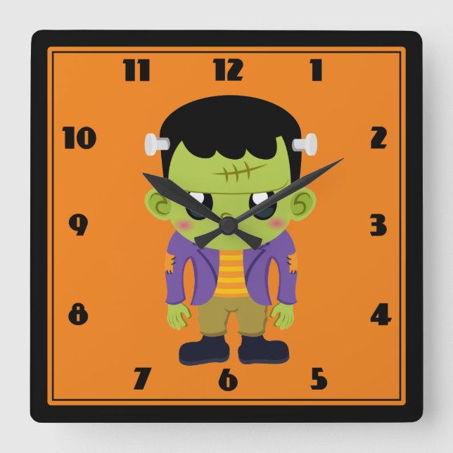 Horloge Carrée Green Frankenstein Monster Halloween Mur Carré C (Recto)