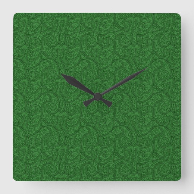 Horloge Carrée Green Paisley (Recto)