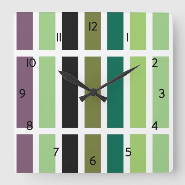 Horloge Carrée Green purple Black Hues (Recto)