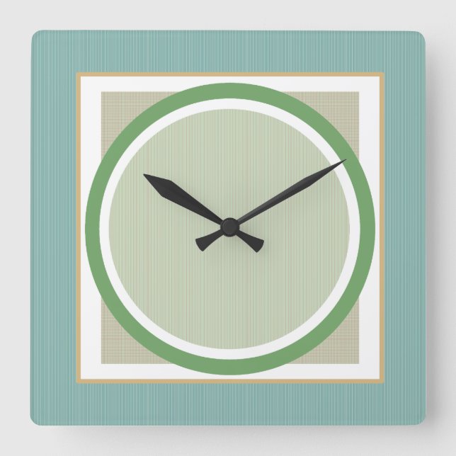 Horloge Carrée Green Sage and Beige Geometric Wall Clock (Recto)