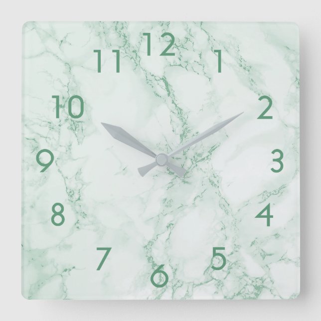 Horloge Carrée Green trendy marble (Recto)