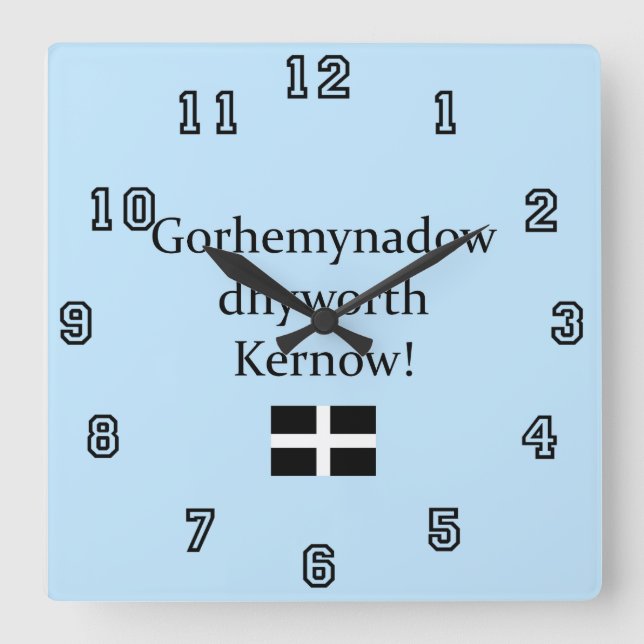 Horloge Carrée Greetings from Cornwall dans le langage de Cornish (Recto)