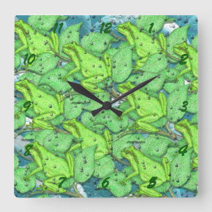 Horloge Carrée grenouilles, grenouilles, grenouilles