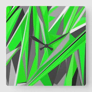 Horloge Carrée Grey-green geometry