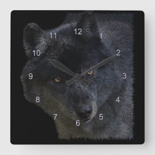Horloge Carrée Grey Wolf Face Wildlife-Supporter Art Clock