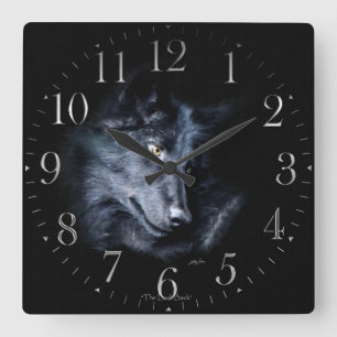 Horloge Carrée Grey Wolf Portrait Wildlife-Supporter Art Clock