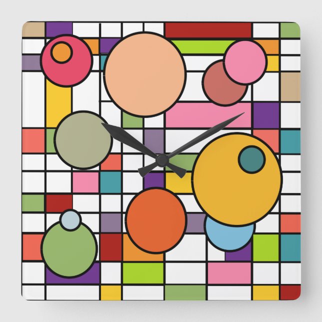 Horloge Carrée Grid de Midcentury (Recto)