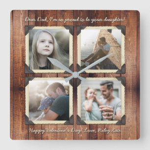 Horloge Carrée Grille photo sur Instagram personnalisé Père fille