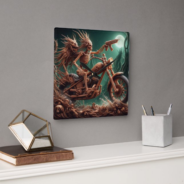 Horloge Carrée Grimbone et Skulldust, monté leur grand hélico (Bureau)