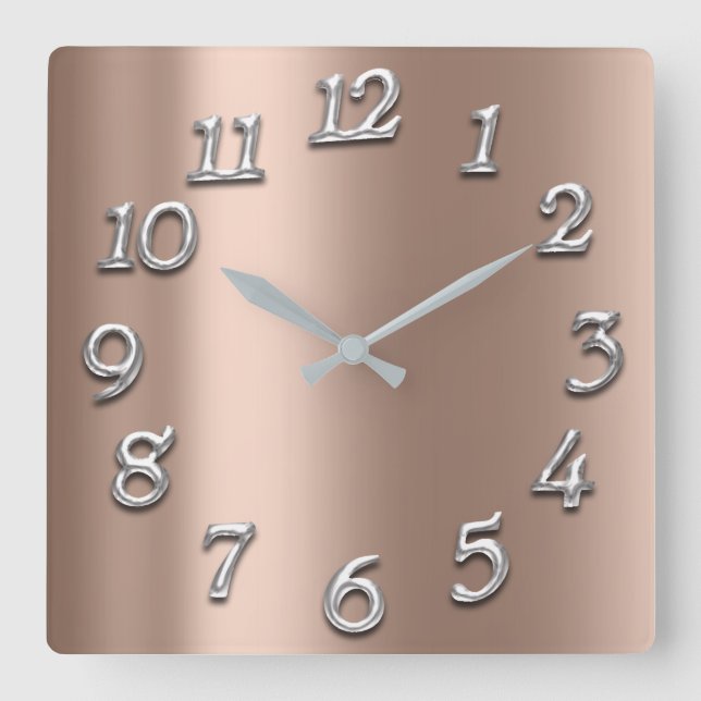 Horloge Carrée Gris argenté maigre beige en ivoire de chiffres (Recto)