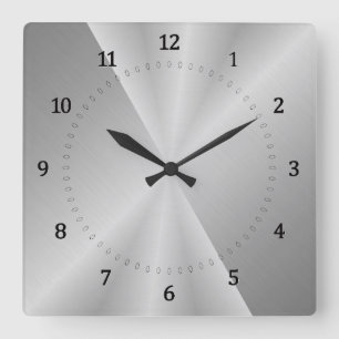Horloge Carrée gris clair, argent sous métal