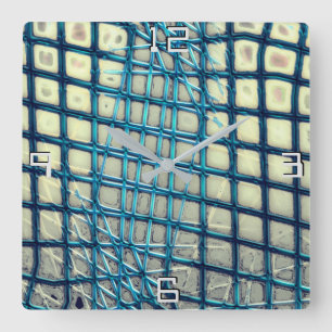 Horloge Carrée gris cyan flou semblable à l'enchevêtrement du fil