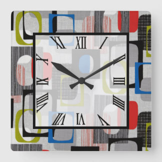 Horloge Carrée Gris encadré rétro