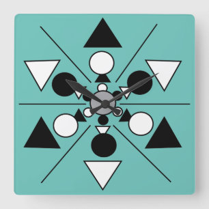 Horloge Carrée Gris géométrique noir blanc moderne minimaliste