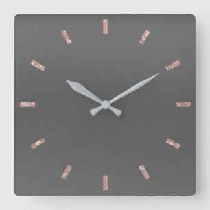 Horloge Carrée Gris Graphit Rose Blush Pink Ombre Parties scintil