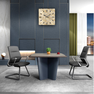 Horloge Carrée Gris Or Sepia Animal Tigre Noir Abstrait