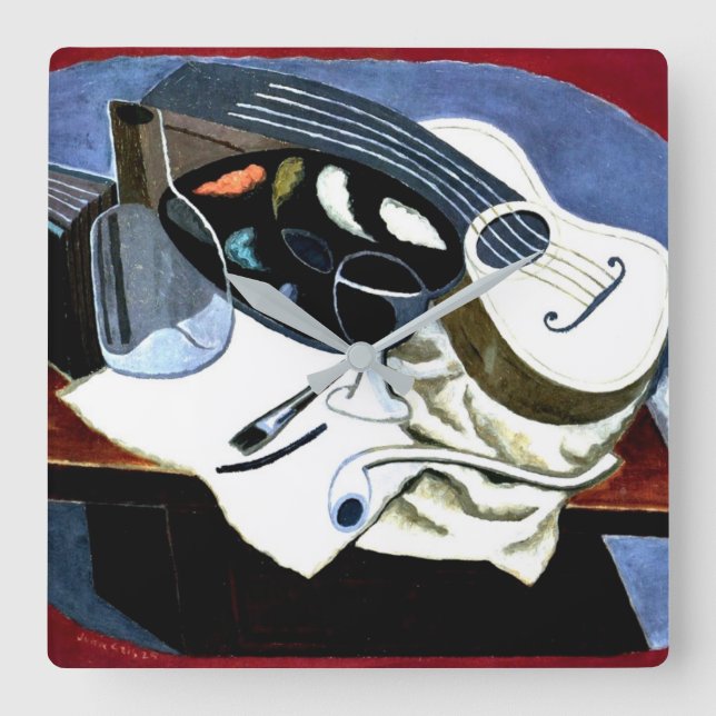Horloge Carrée Gris - Table du peintre; Peinture de Juan Gris (Recto)