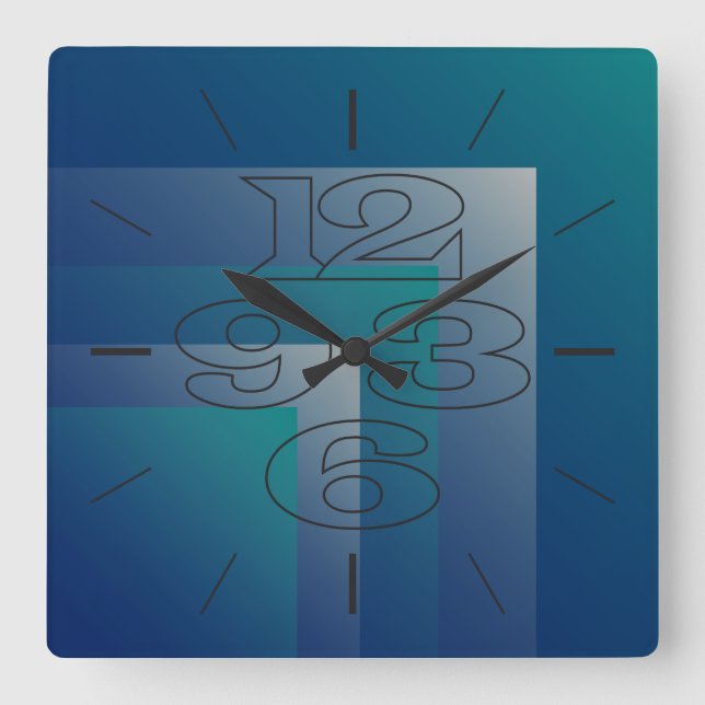 Horloge Carrée Gris turquoise de la marine (Recto)