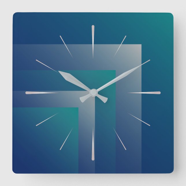 Horloge Carrée Gris turquoise de marine (Recto)