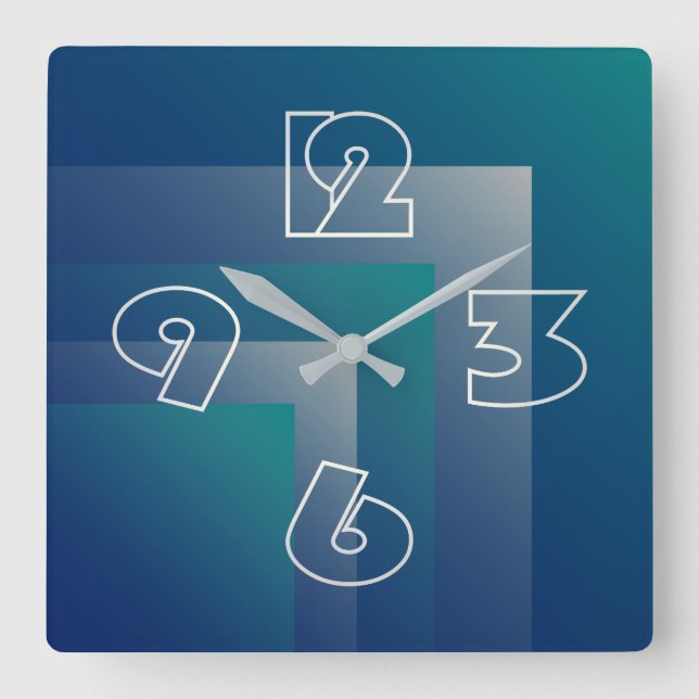 Horloge Carrée Gris turquoise de marine (Recto)